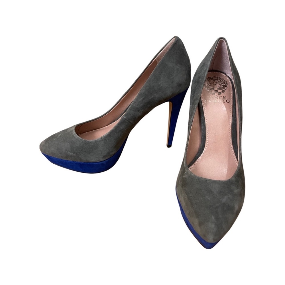 VINCE CAMUTO RITZ SUEDE COLORBLOCK PLATFORM PUMPS